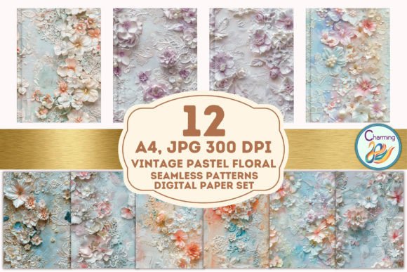A4 Digital Papers Set: Lace Floral – Elegant Design Asset
