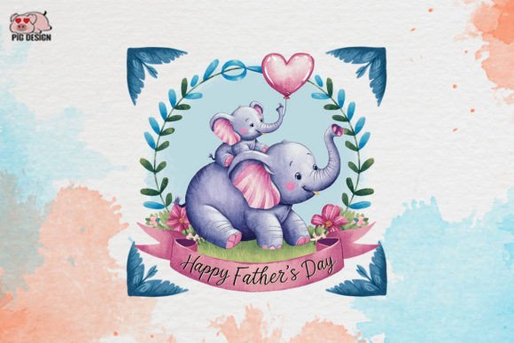 Charming Elephant Clipart for Father's Day Designs