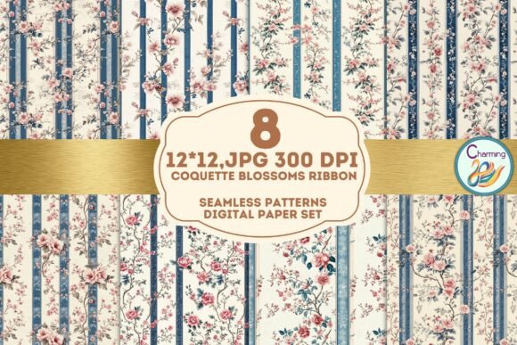 Coquette Blossoms Ribbon: A Seamless Design Asset