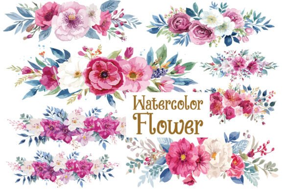 Elevate Your Designs with a Pink Watercolor Floral Set