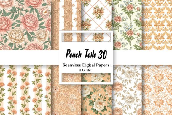 Elevate Your Designs with Peach Toile Digital Paper