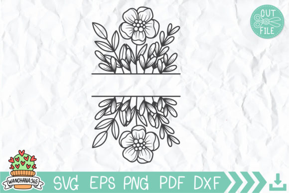Floral Monogram Svg, Split Floral Frame: A Design Essential