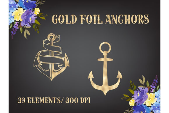 Gold Foil Anchor & Gold Anchor Sign: Nautical Elegance for Design