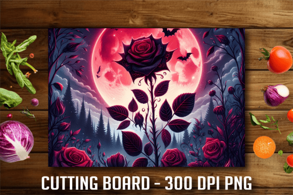 Moonlight Gothic Red Rose Cutting Board: A Design Asset for Elevated Projects