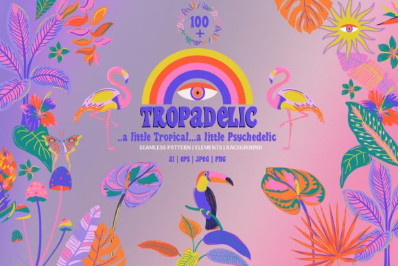 Psychedelic Tropical Pattern Collection: Vibrant Design Assets
