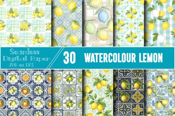 Watercolour Lemon Seamless Pattern Pack: A Designer's Versatile Asset